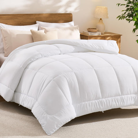CozyLux front view of queen duvet insert showing full coverage and neat edges for comfortable sleep