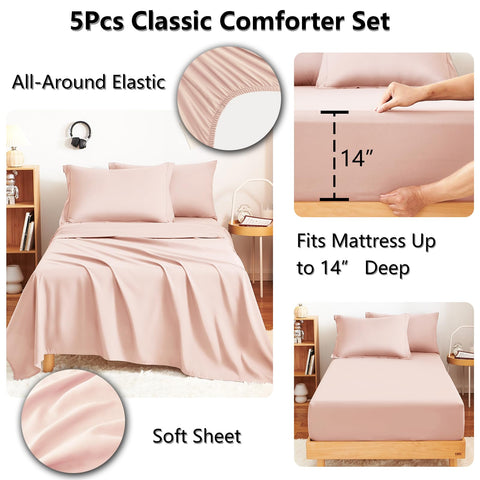 CozyLux fully made Twin XL bed in a dorm-style room showing coordinated look