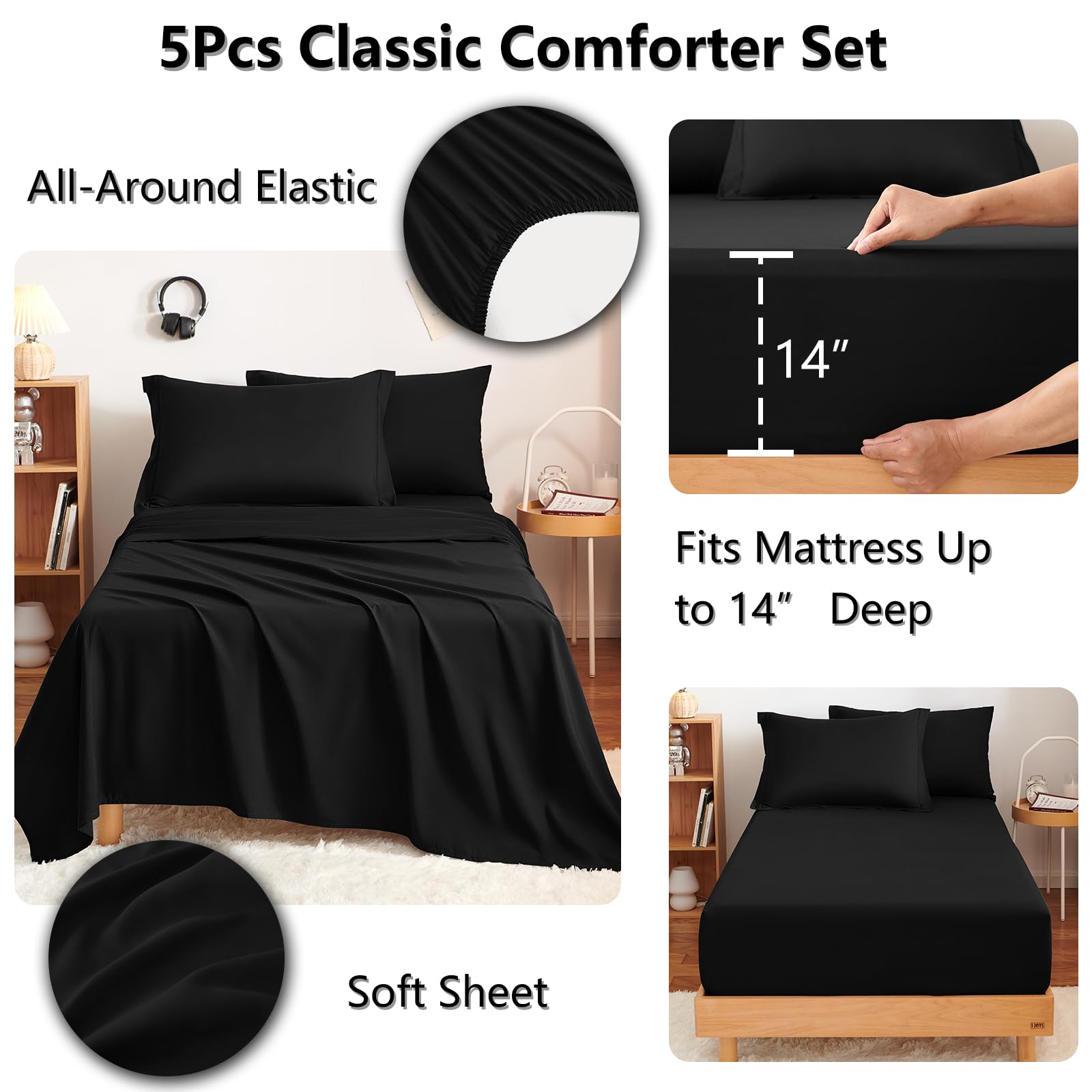 CozyLux styled in a dorm room demonstrating a ready-to-use compact bedding solution