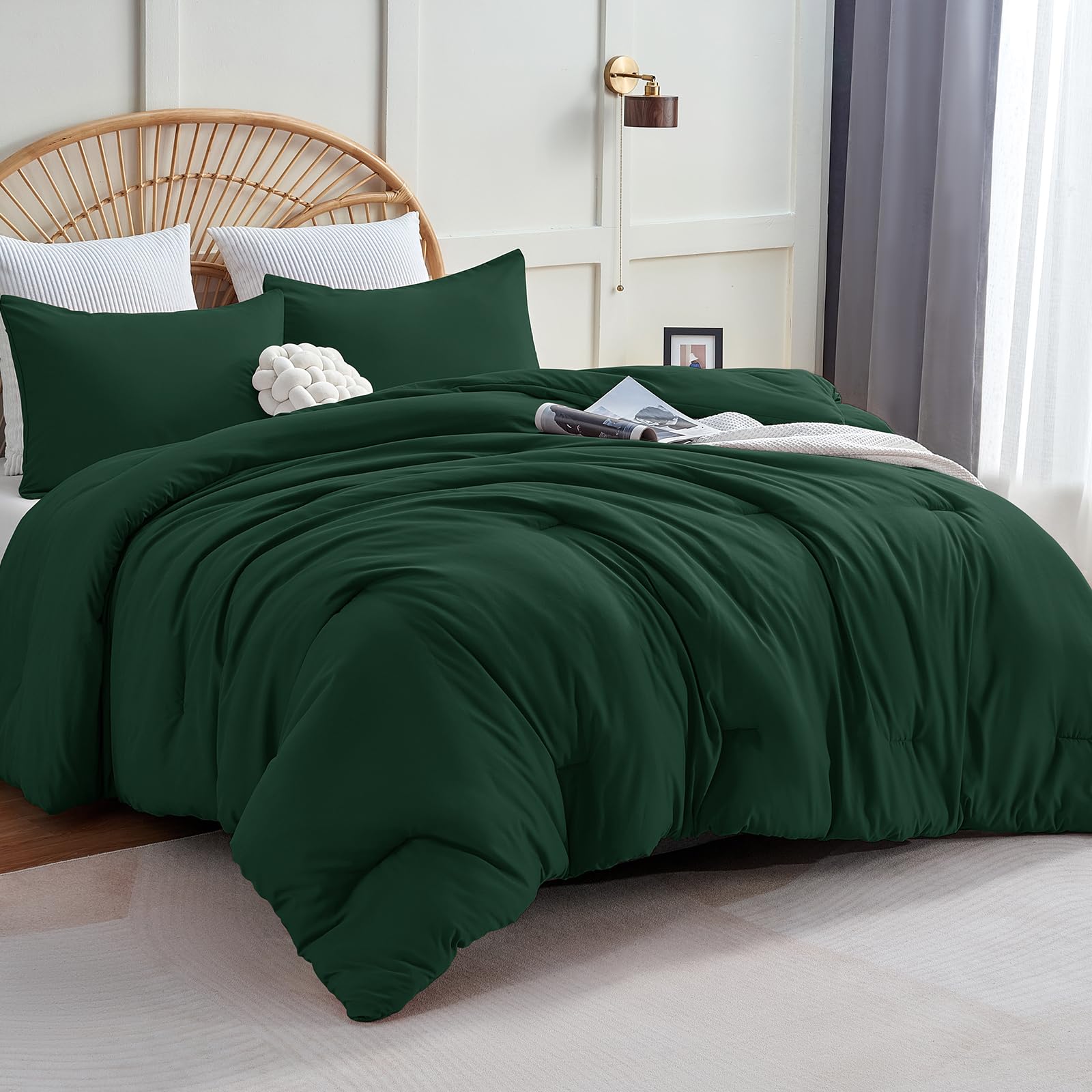 CozyLux king comforter front view shows emerald color and full-bed coverage benefits