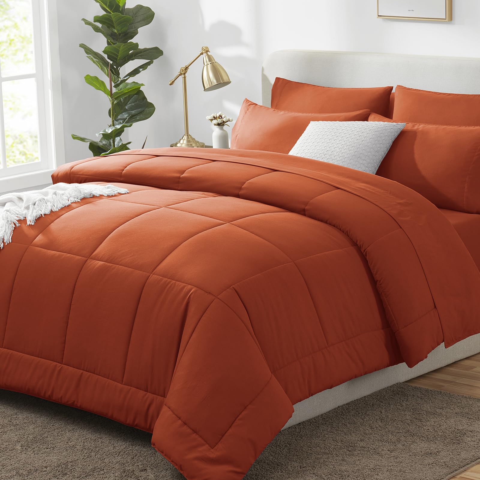 CozyLux front view of king comforter showing warm terracotta color and full drape