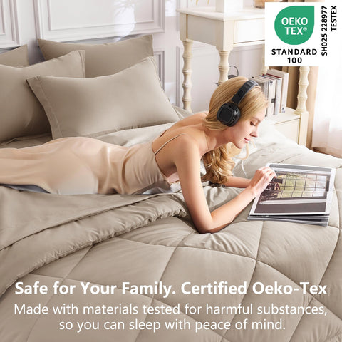 CozyLux flat lay of all seven pieces showing coordinated set convenience benefit