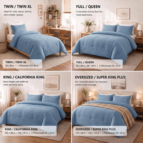 CozyLux comforter in a styled bedroom conveying cozy, modern decor