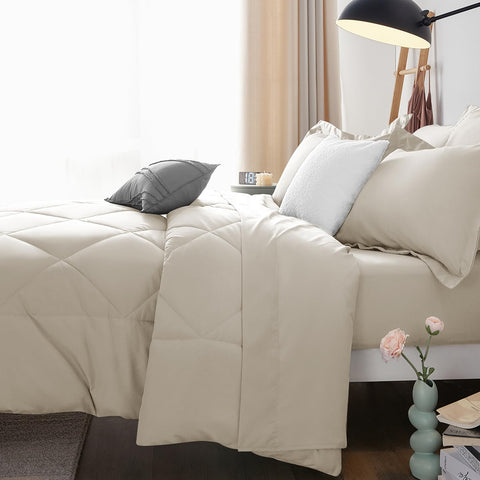 CozyLux lifestyle bedroom styling image conveying neutral warmth and calm