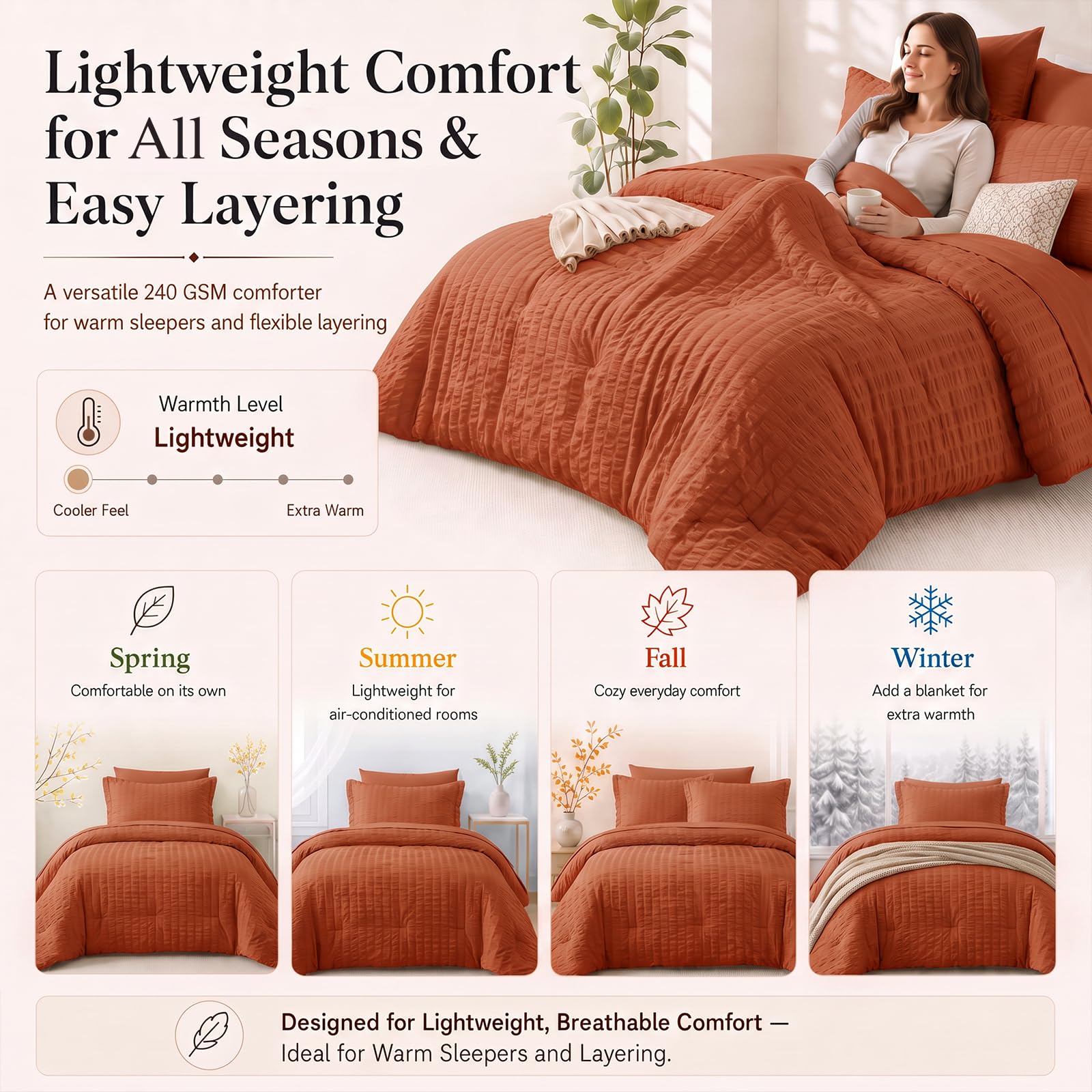 CozyLux brushed microfiber touch close-up showing soft breathable fabric benefit