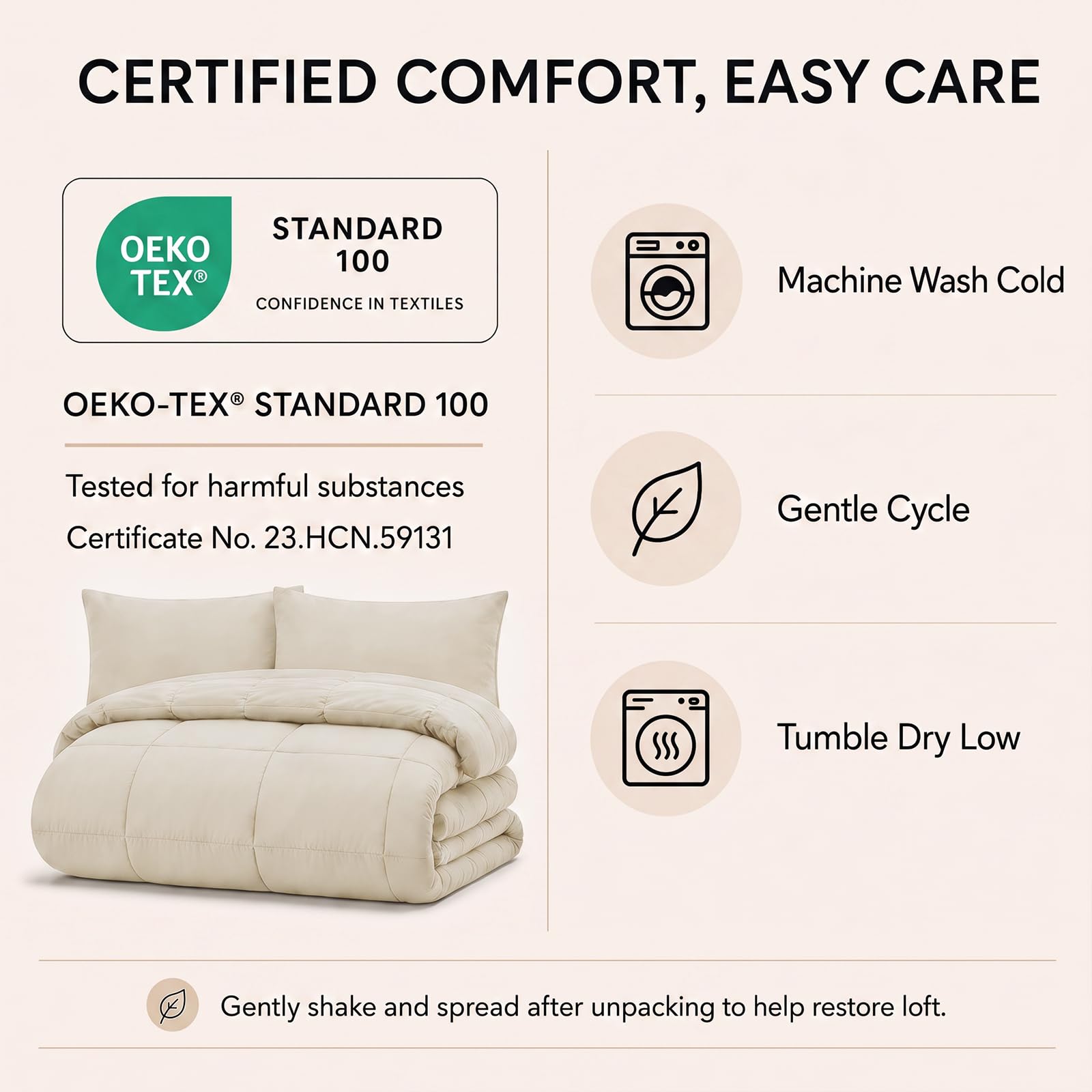 CozyLux vacuum-sealed packaging compact for easy shipping and storage