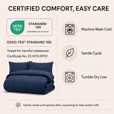 CozyLux vacuum-sealed packaging compact for easy shipping and space-saving storage