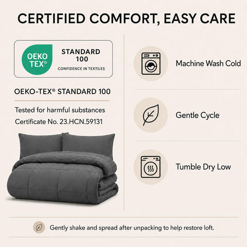CozyLux vacuum-sealed packaging compact for shipping and easy storage
