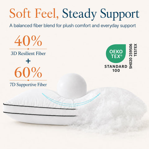 CozyLux pillow fill texture macro displaying hollow fibers and breathable resilience for comfortable sleep