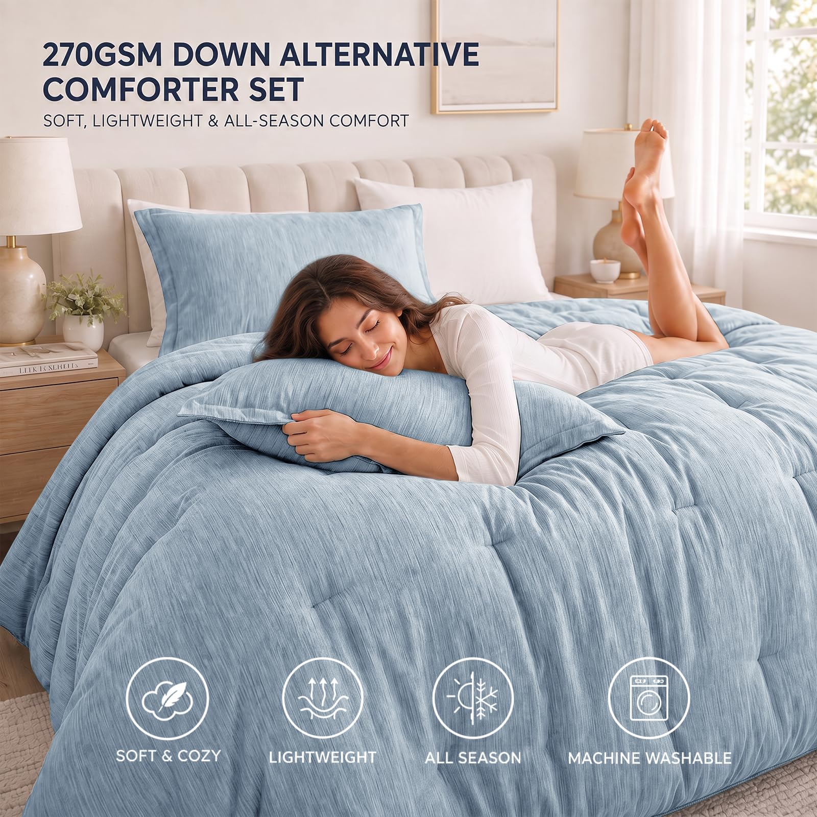 CozyLux two pillow shams arranged for a coordinated bed presentation