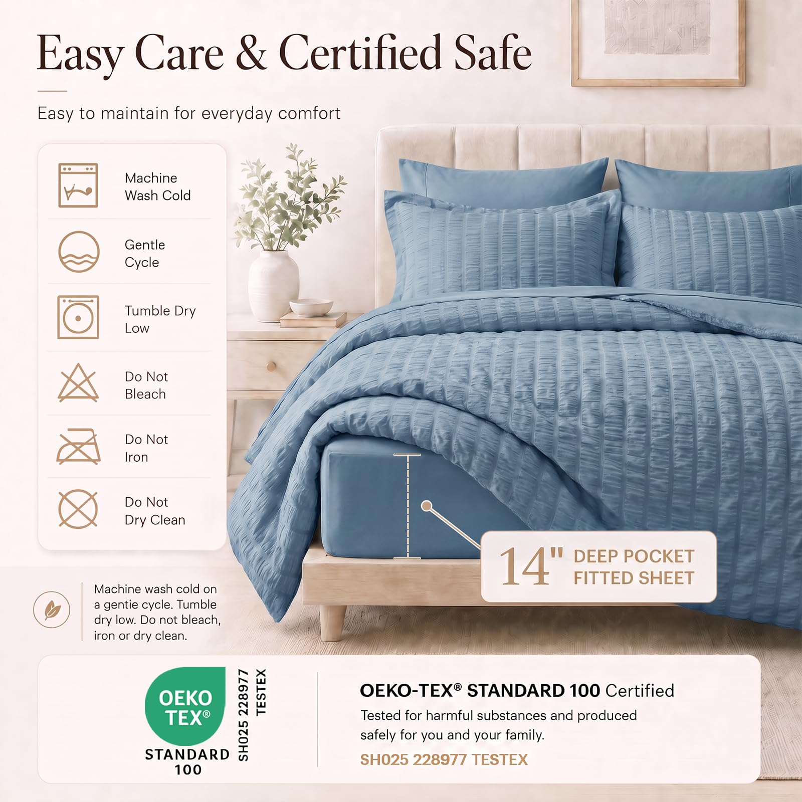 CozyLux pillows and sham on bed offering coordinated look and easy styling