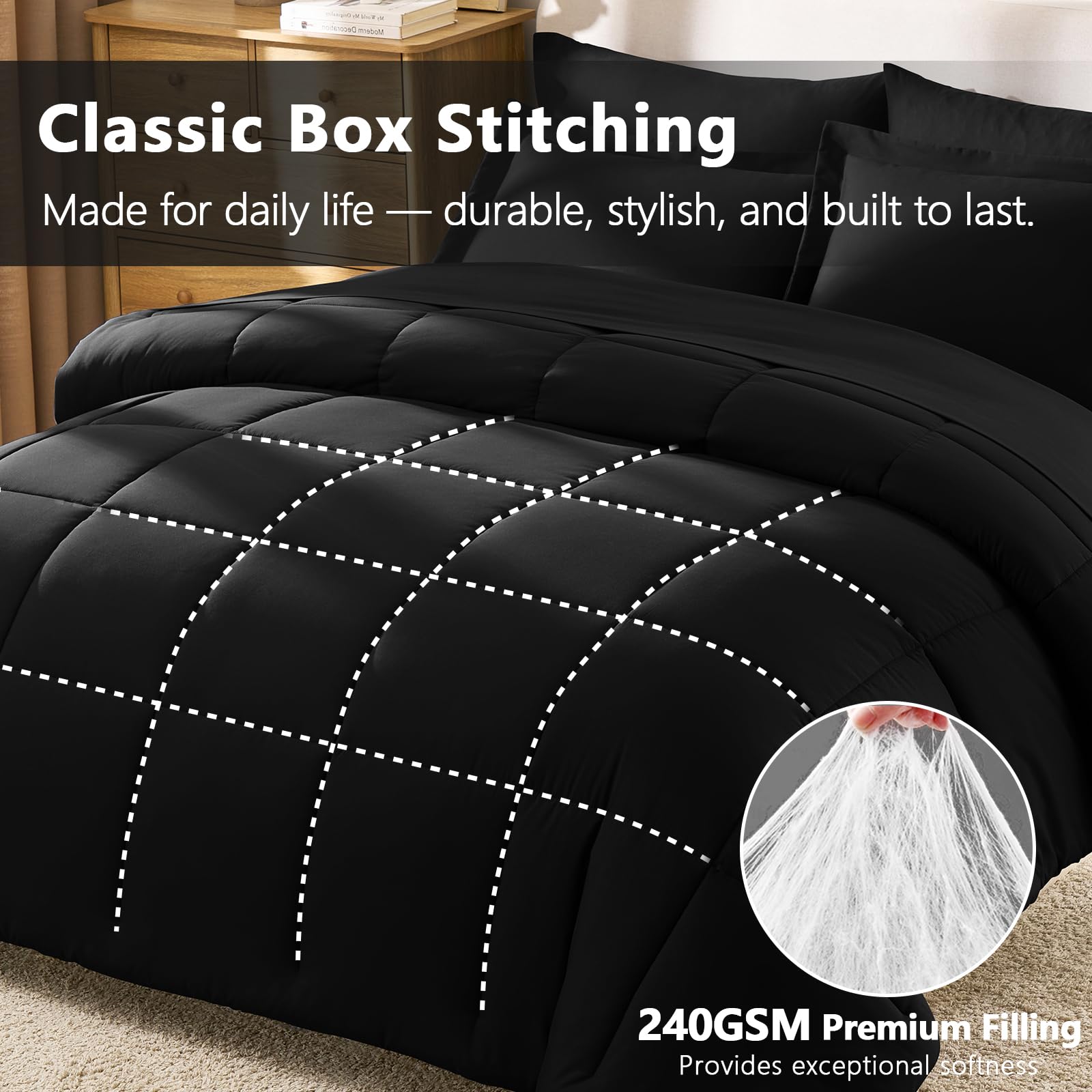 CozyLux pillow detail showing envelope-closure that keeps pillows tucked and tidy