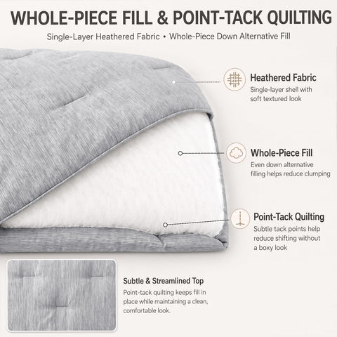 CozyLux quilting detail highlights point-tack stitches for smooth surface
