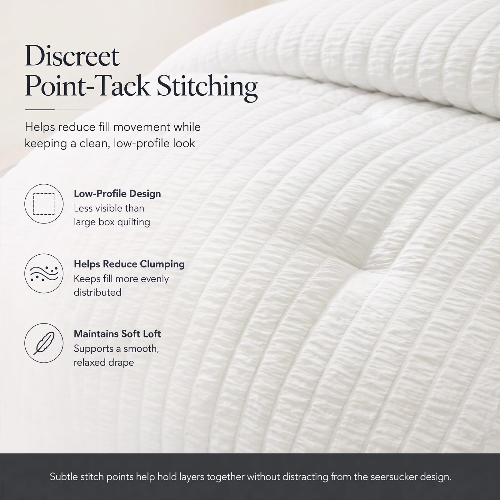 CozyLux point-tack stitching close-up keeping fill evenly distributed