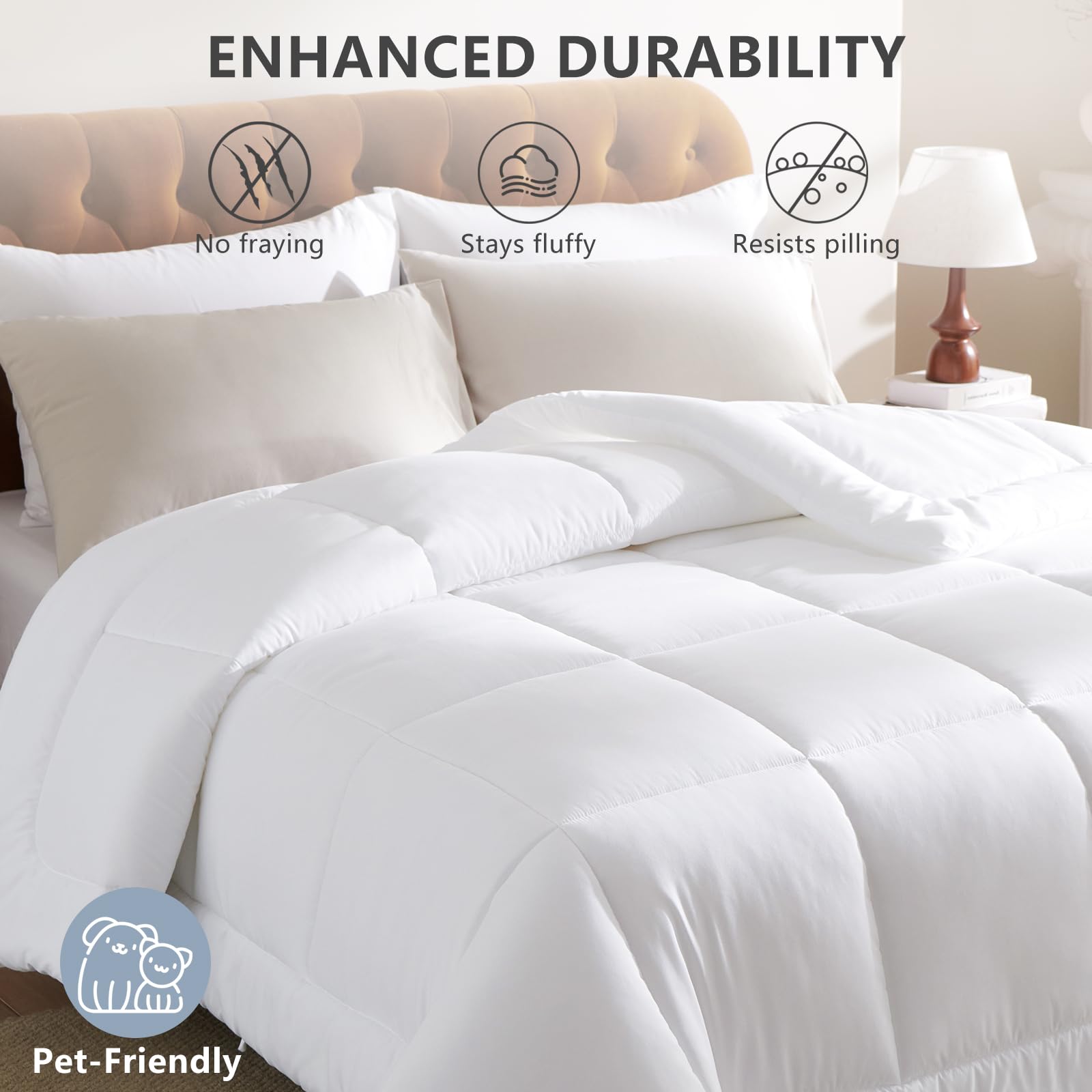 CozyLux on a queen bed to show size and drape for visual scale comparison