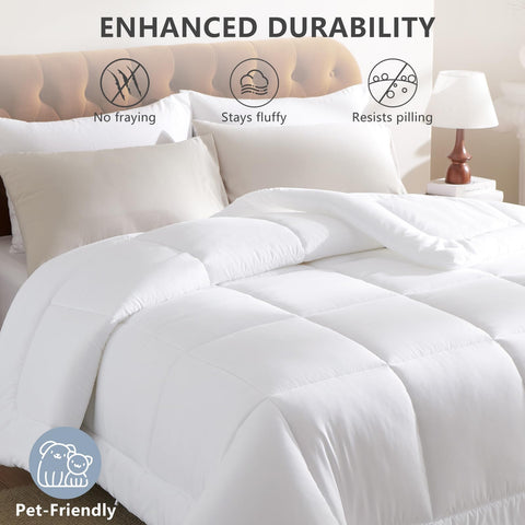 CozyLux on a queen bed to show size and drape for visual scale comparison