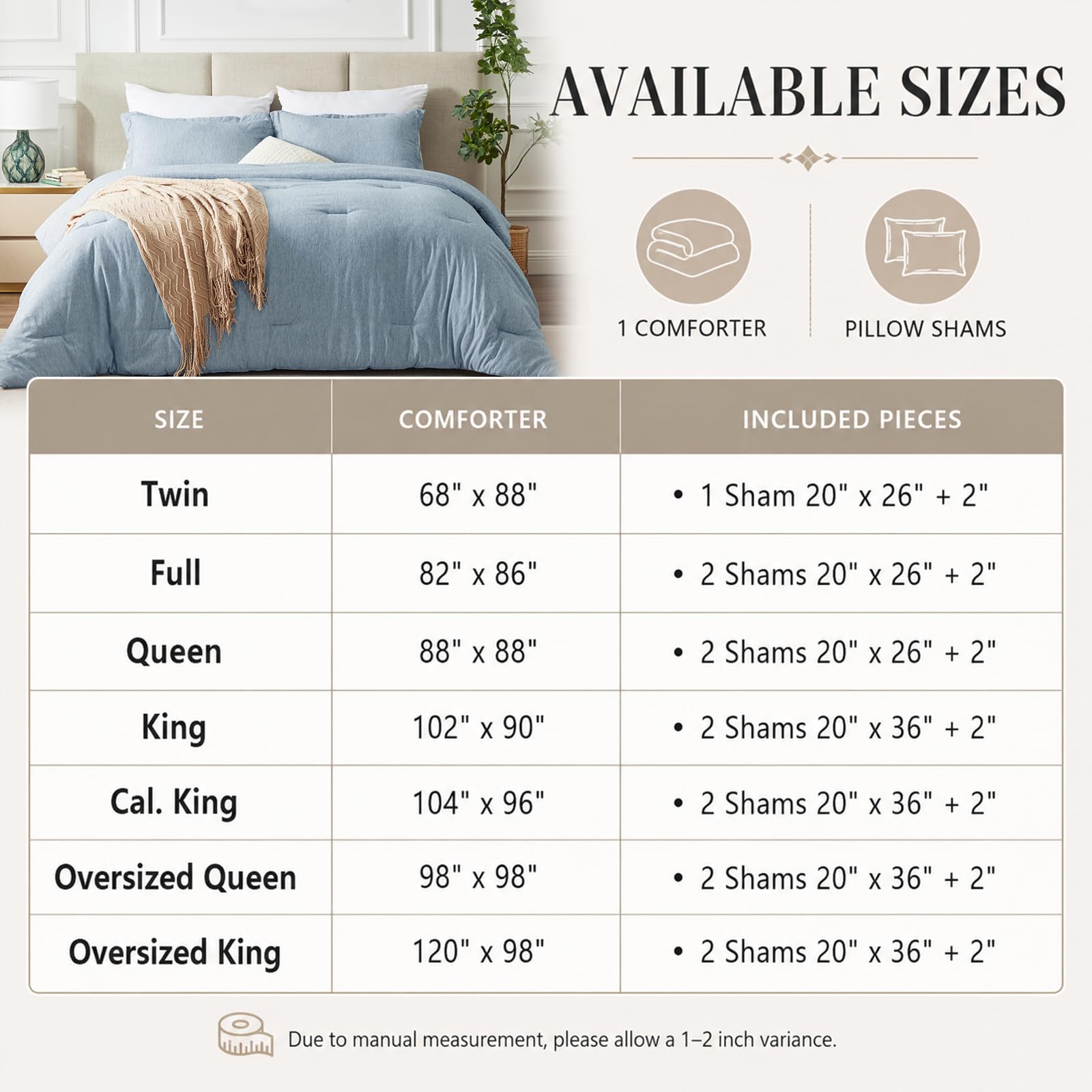 CozyLux comforter on a queen mattress showing coverage and side drop
