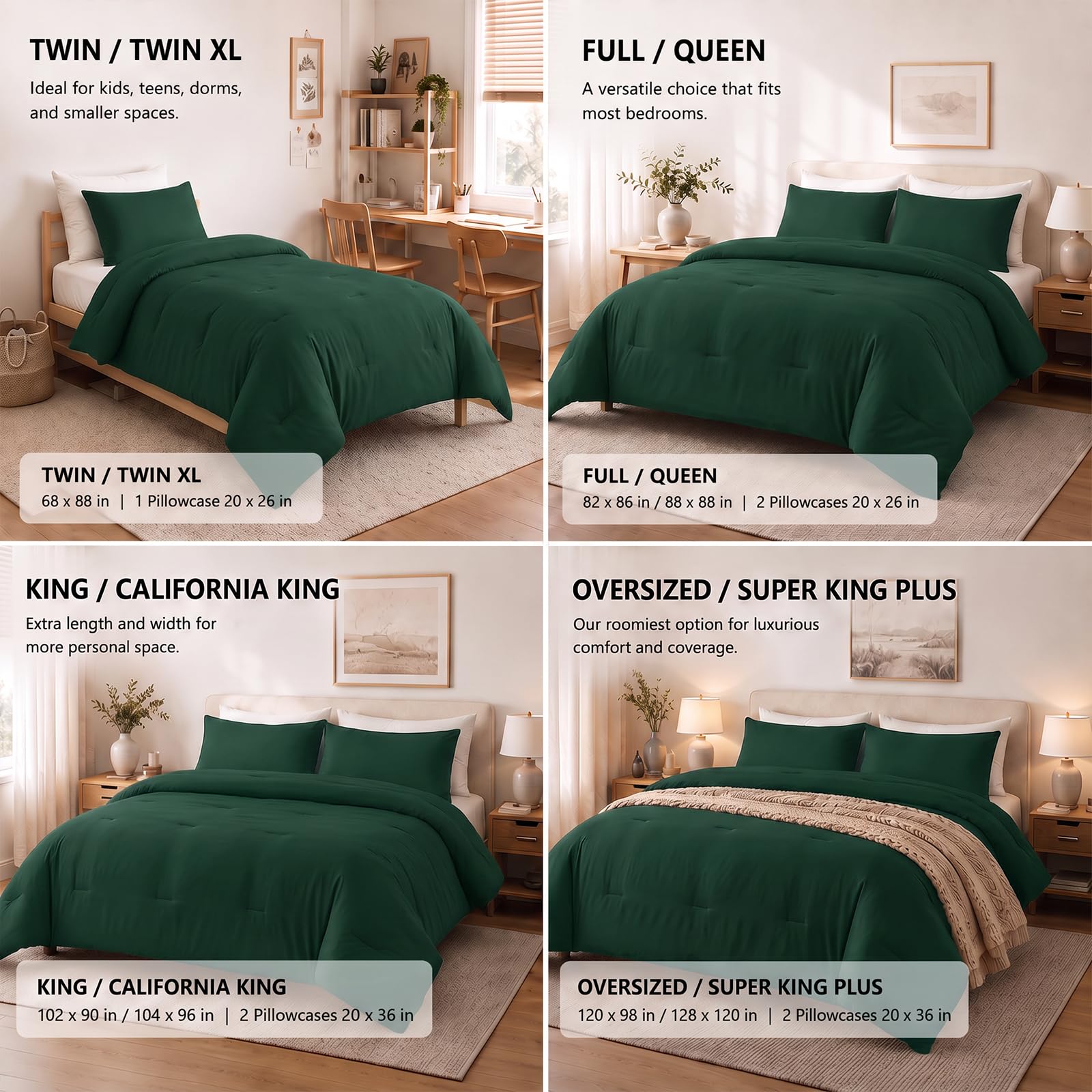 CozyLux comforter on king mattress illustrating generous coverage and drape benefit