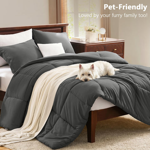 CozyLux comforter on twin mattress showing coverage and proper fit