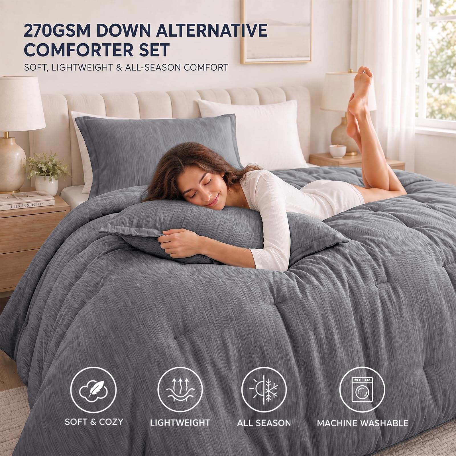CozyLux matching shams laid with comforter highlighting coordinated bedding set ease