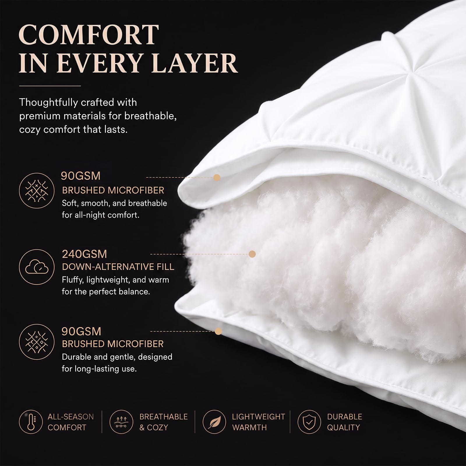 CozyLux pillow shams and cases styled on bed adding coordinated elegance
