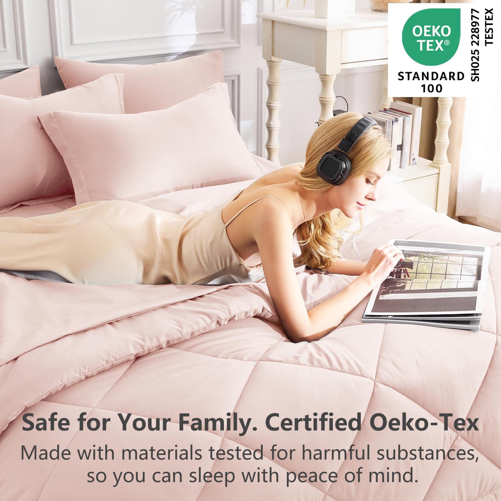 CozyLux flat-lay of sheets and shams showing coordinated set for quick styling