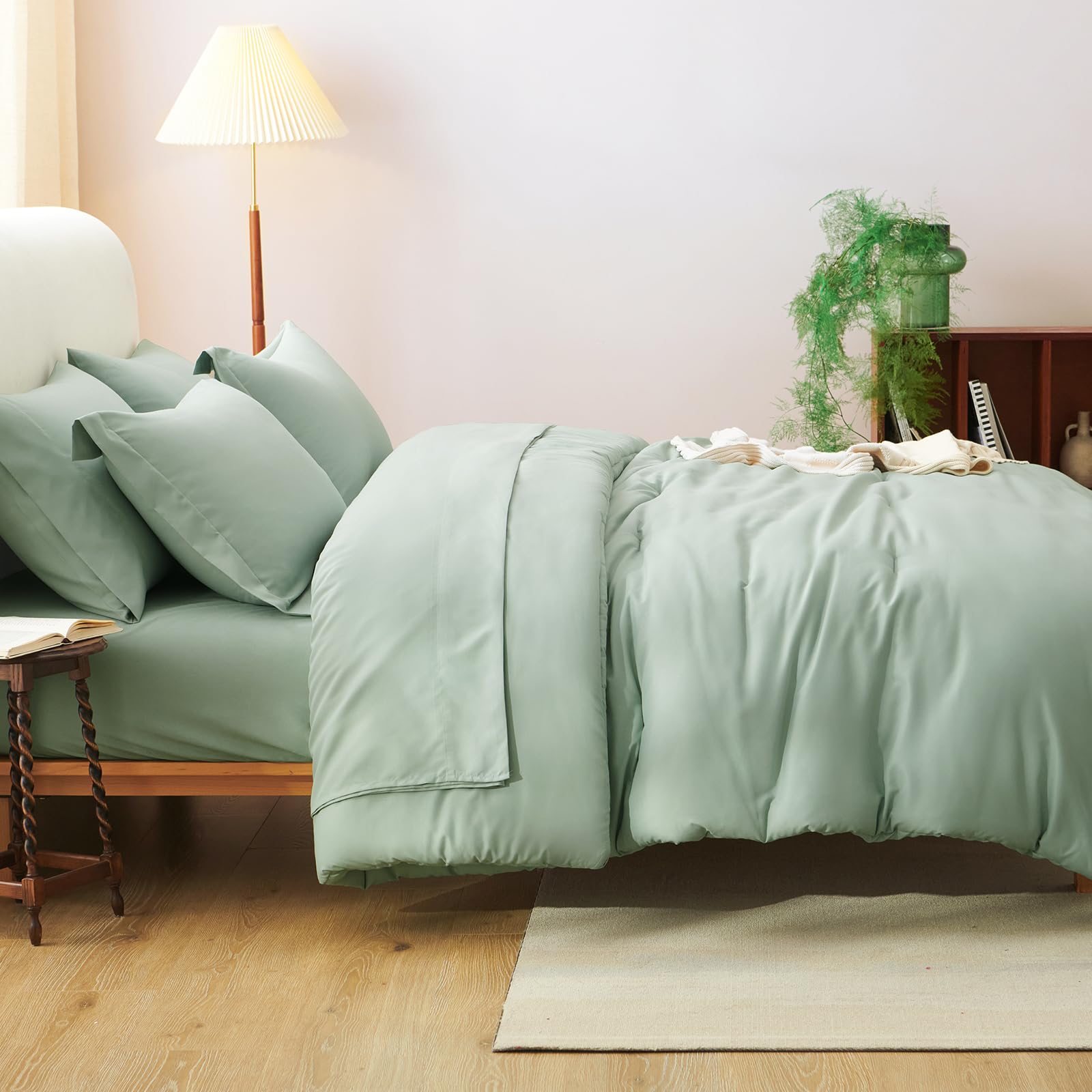 CozyLux comforter on king mattress showing side drop and coverage