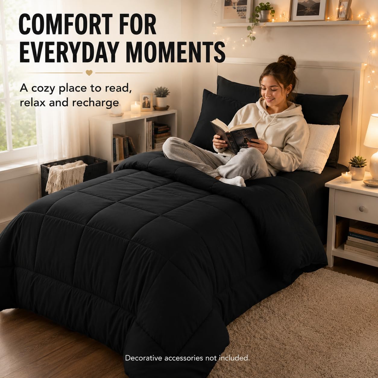 CozyLux Twin XL dimensions graphic showing true-to-size fit benefits