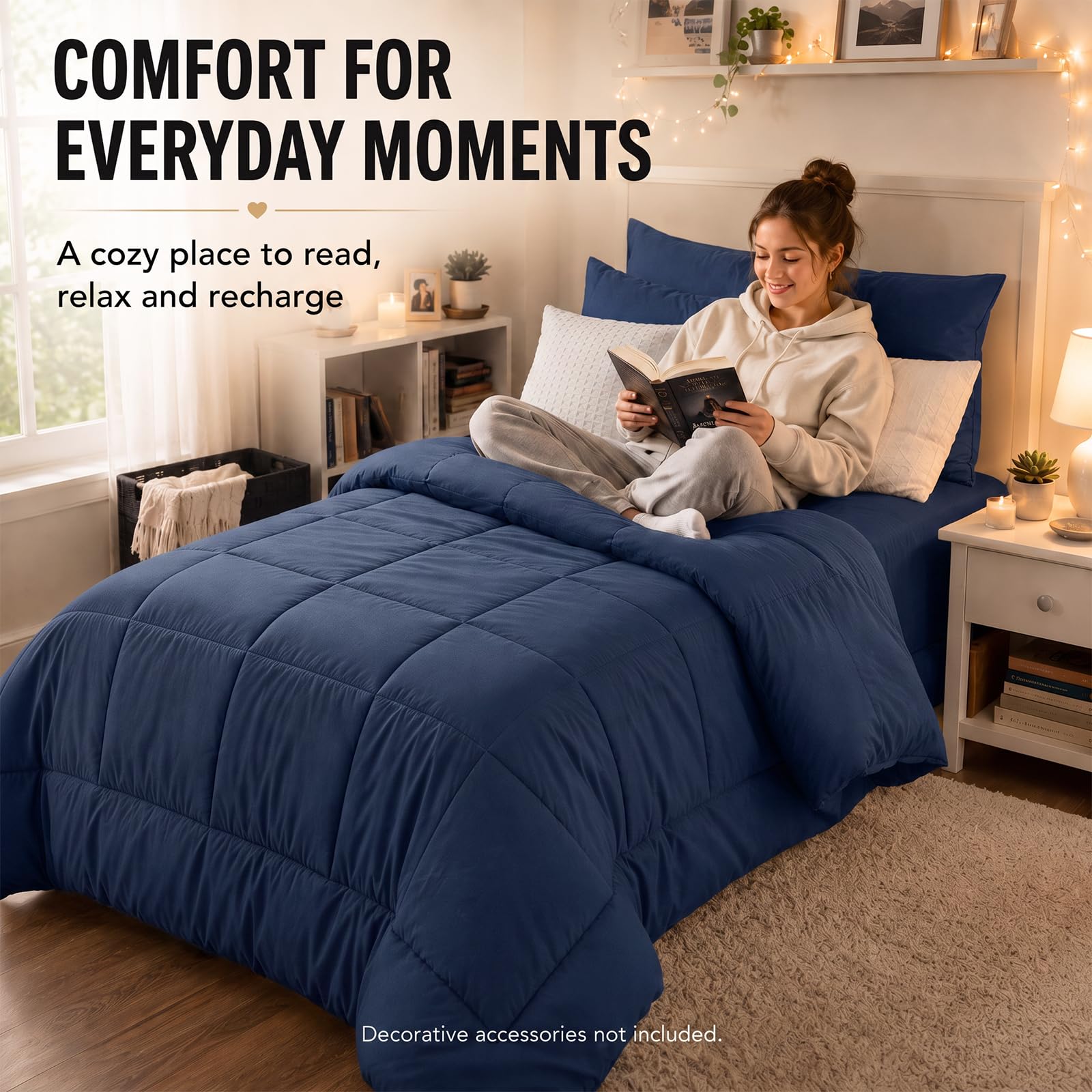 CozyLux Twin XL comforter on mattress to illustrate fit and scale