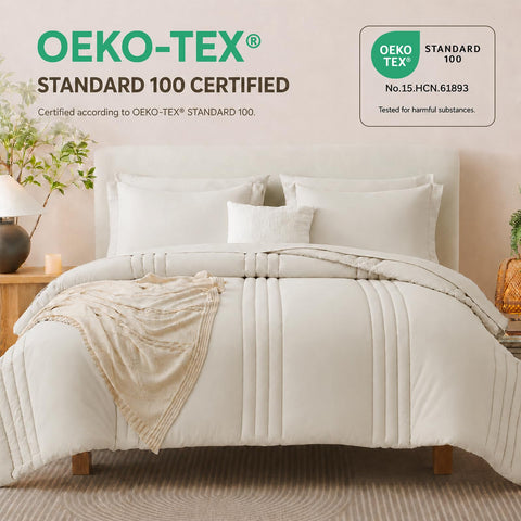 CozyLux comforter measured with ruler to show accurate Queen dimensions and overhang