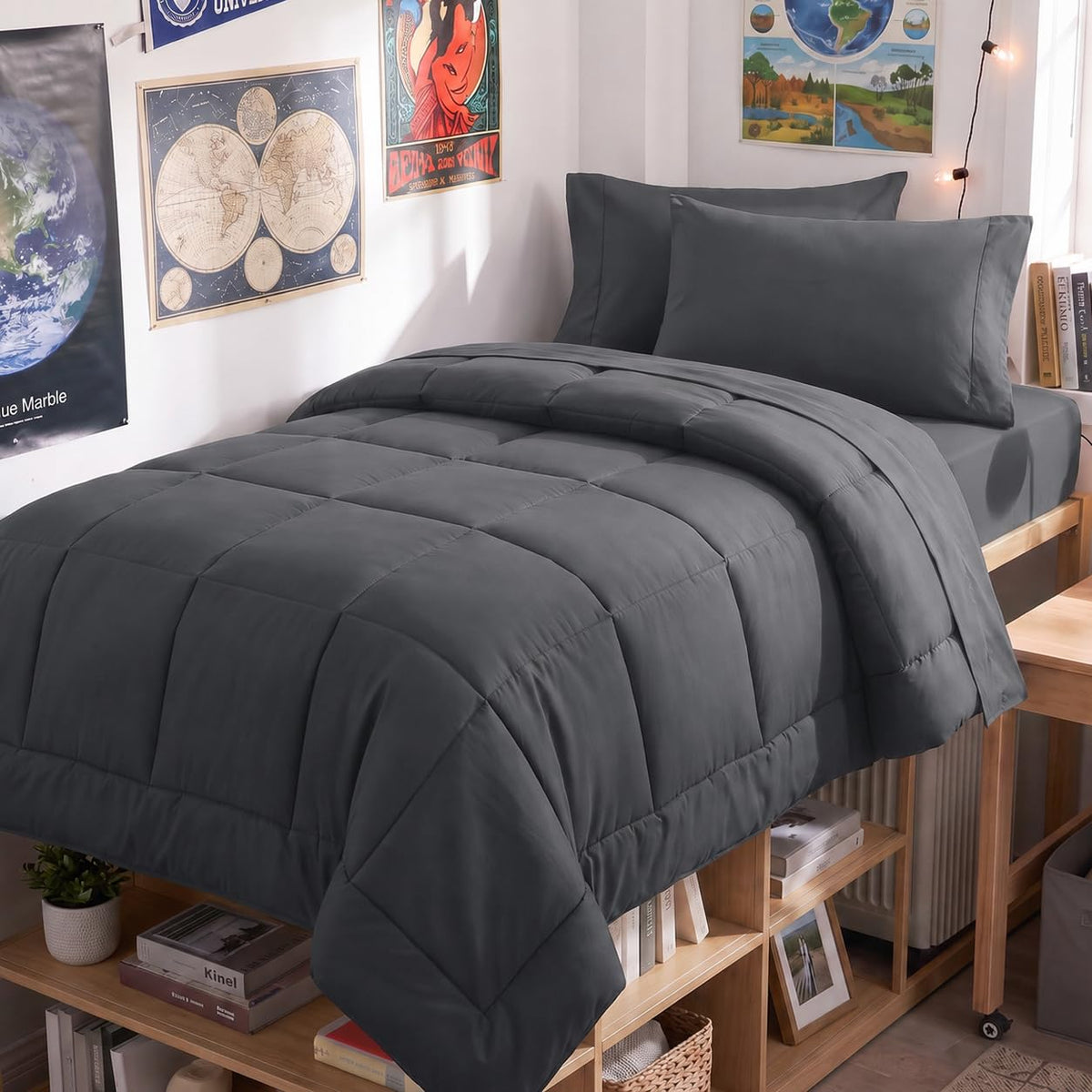CozyLux comforter front view showing tidy bed and instant polished look
