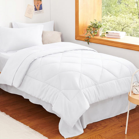 CozyLux comforter front view showing clean white finish and full bed coverage
