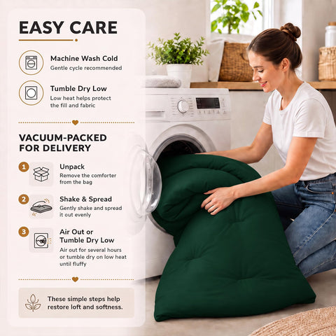 CozyLux vacuum-compressed package displaying compact shipping and easy unpacking benefit