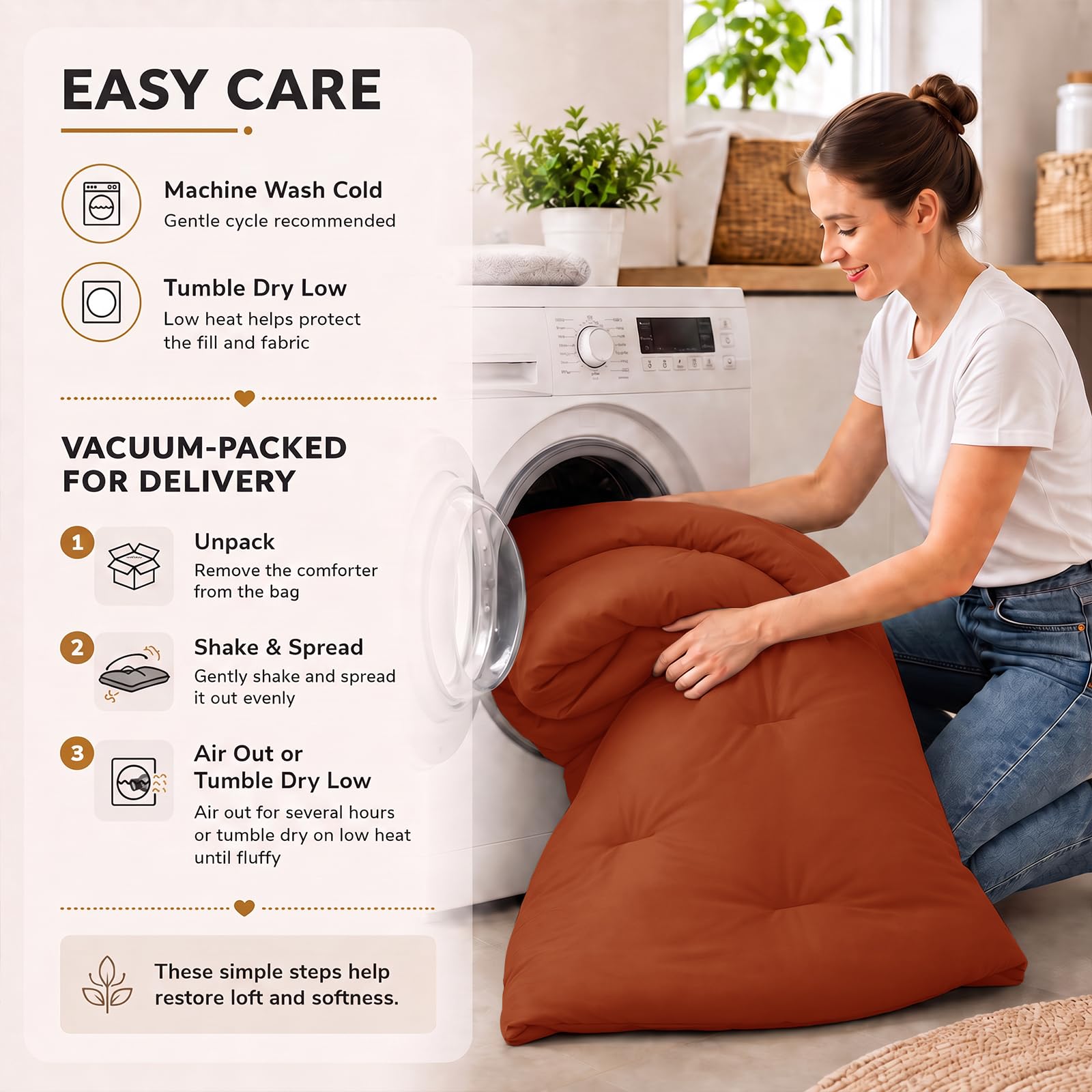 CozyLux vacuum-compressed package for compact shipping convenience