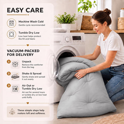 CozyLux unpacked comforter after vacuum packaging to show regained loft