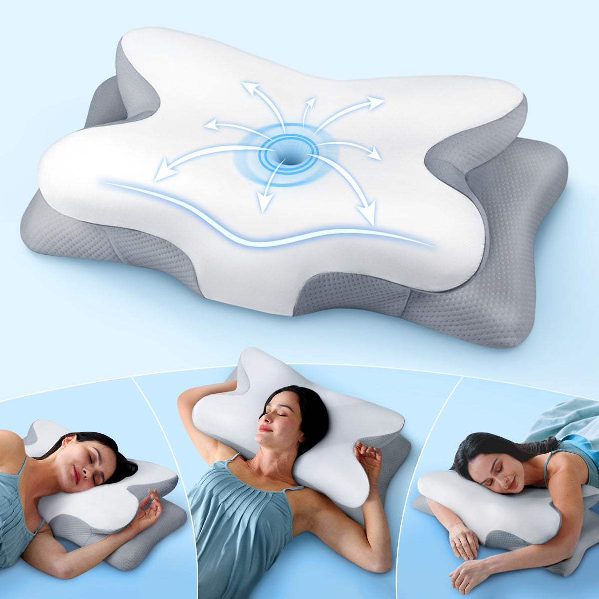Cozyplayer front packaging showing orthopedic contour and clean branding for instant support