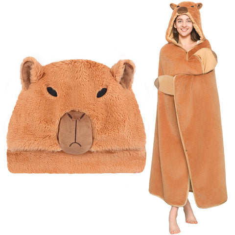 CozziPals front view of capybara hoodie showing playful design and coverage