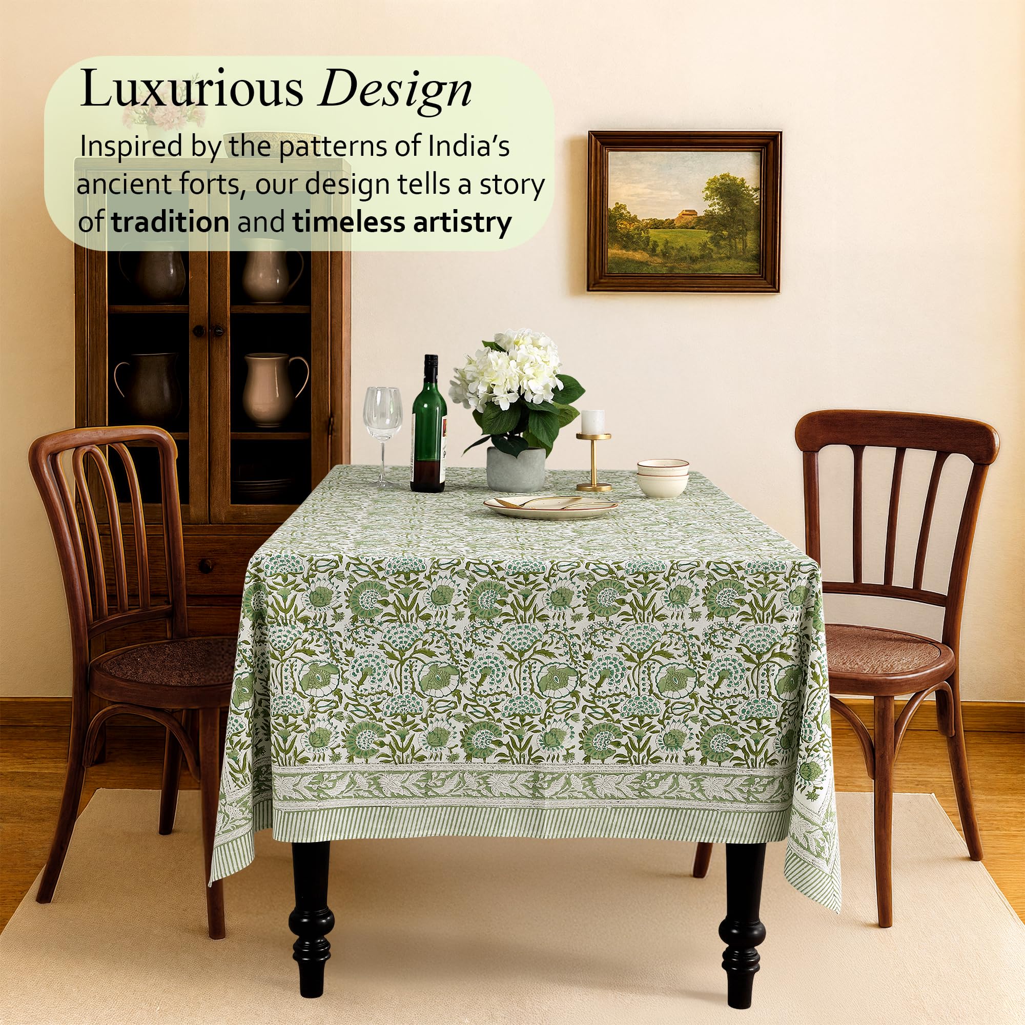 CPC COTTON PRINT CLUB flat lay of full pattern offering a cohesive botanical tablescape benefit