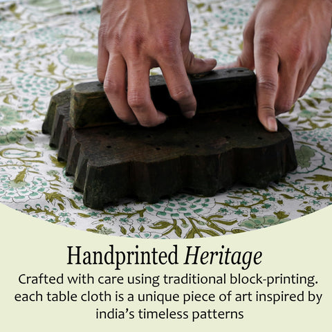 CPC COTTON PRINT CLUB outdoor bistro table with cloth showing seasonal party-ready look