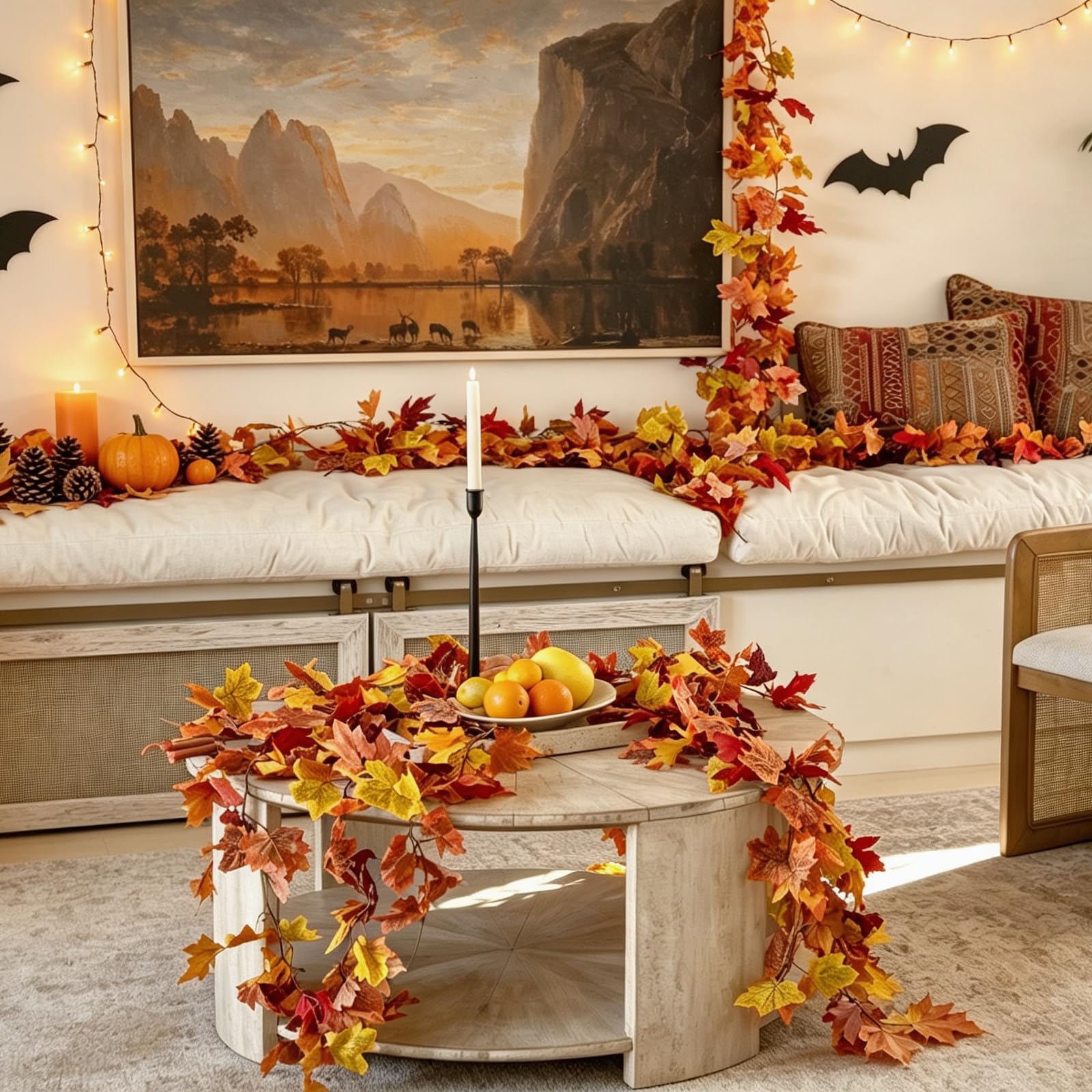 CQURE garlands draped on staircase enhancing banister decor benefit