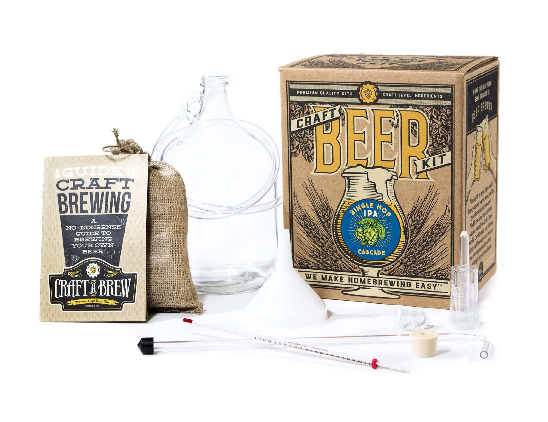 Craft A Brew front packaging showing 1 gallon kit and clear contents benefit visibility