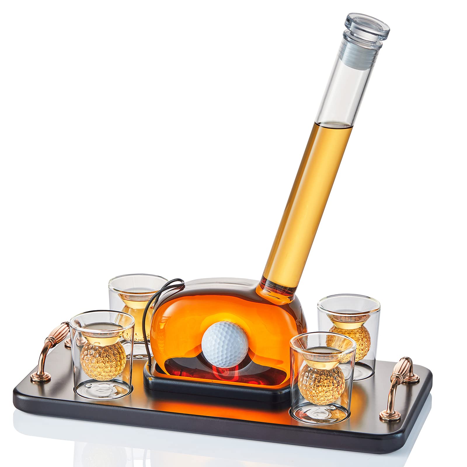 CRAFTGEN front view of golf club decanter showing elegant display benefit