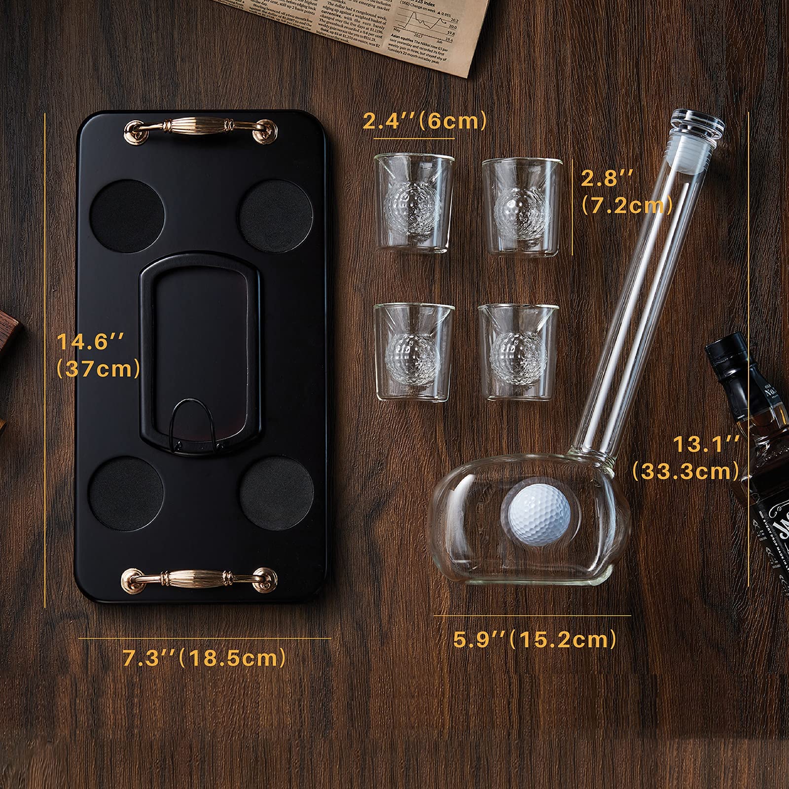 CRAFTGEN four golf ball shot glasses arranged for serving convenience benefit