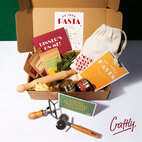 Craftly lifestyle dinner table with fresh pasta highlighting shared experience