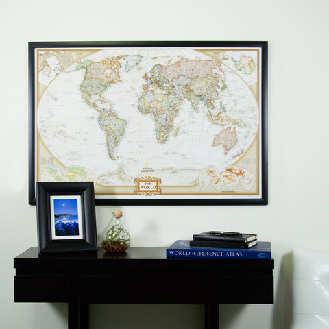 Craig Frames close-up of map print detail for clear geography and texture