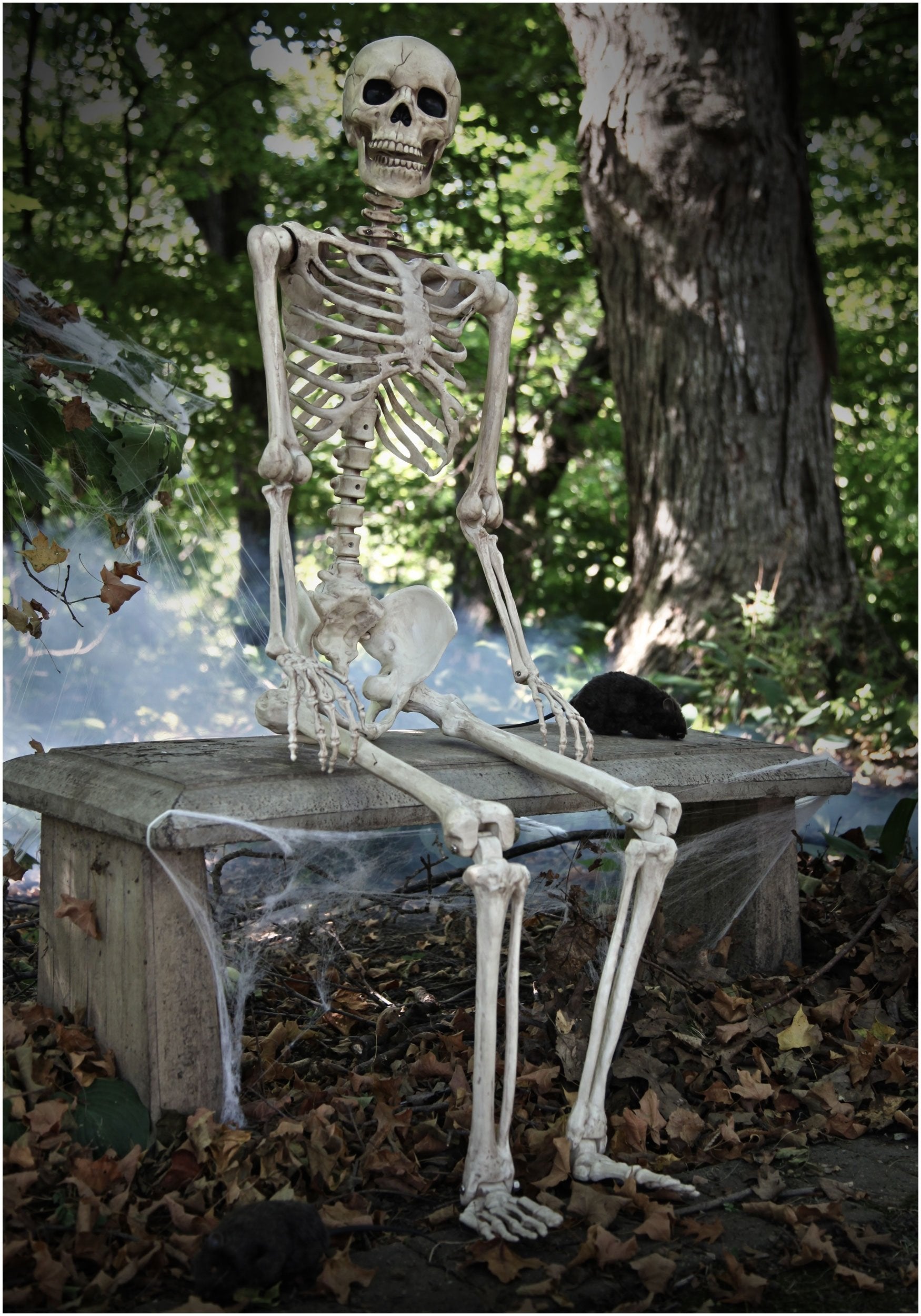Crazy Bonez on a stand freestanding display for porch stability