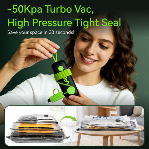 CrazyFeb USB electric pump closeup, demonstrating quick 50Kpa air removal