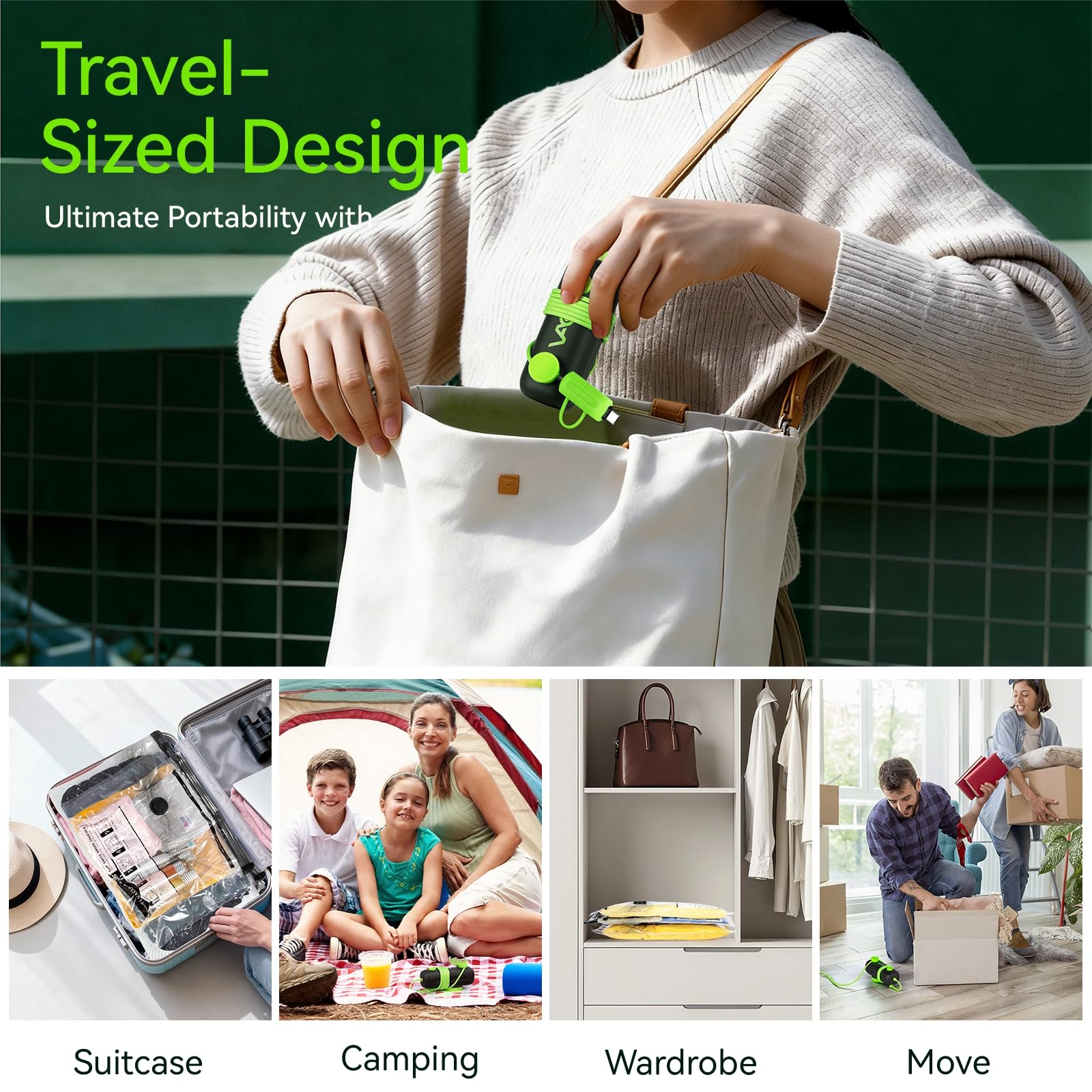 CrazyFeb vacuum bags packed in travel scene, showing organized, efficient packing