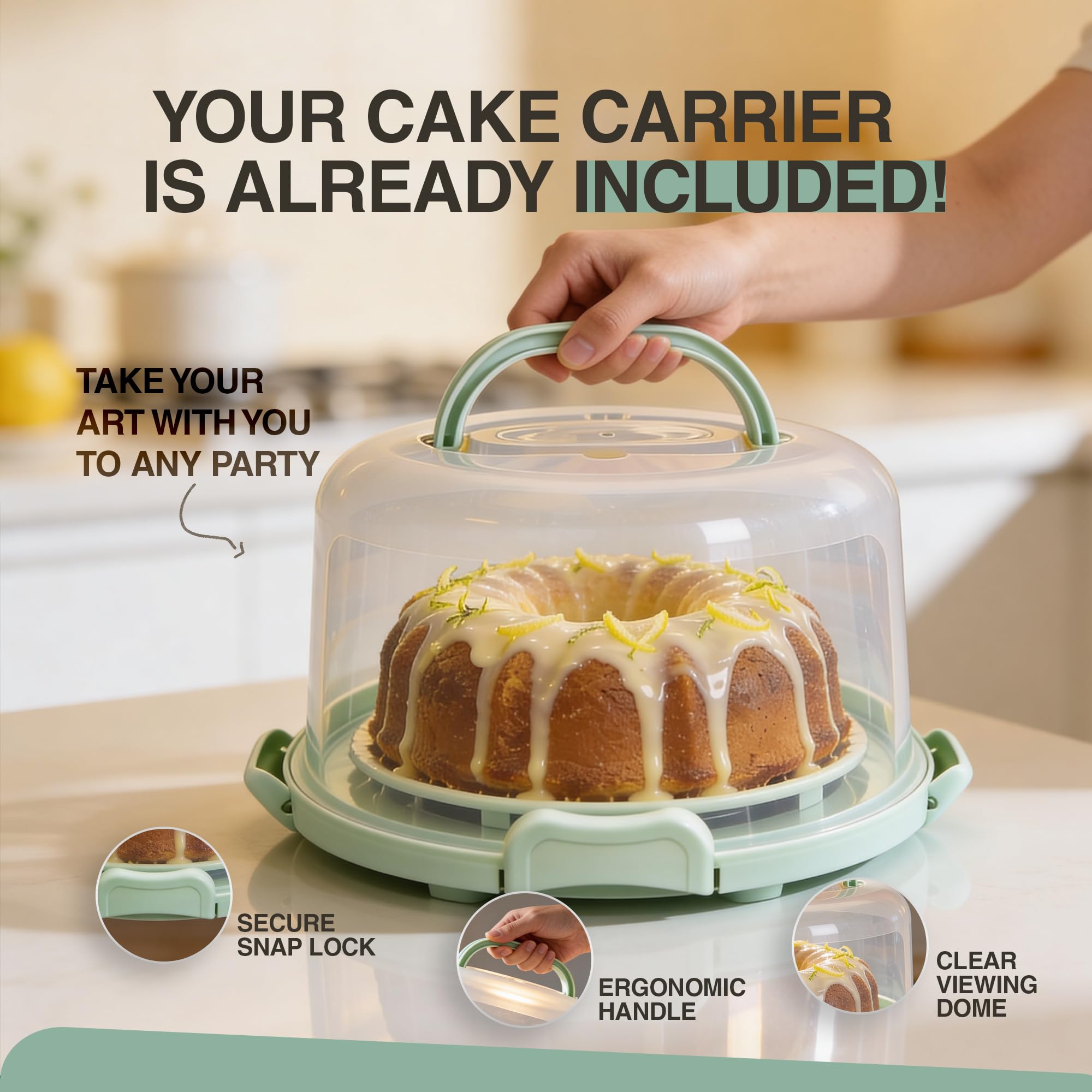 CREACAKE size comparison with ruler illustrates 10-inch pan fit