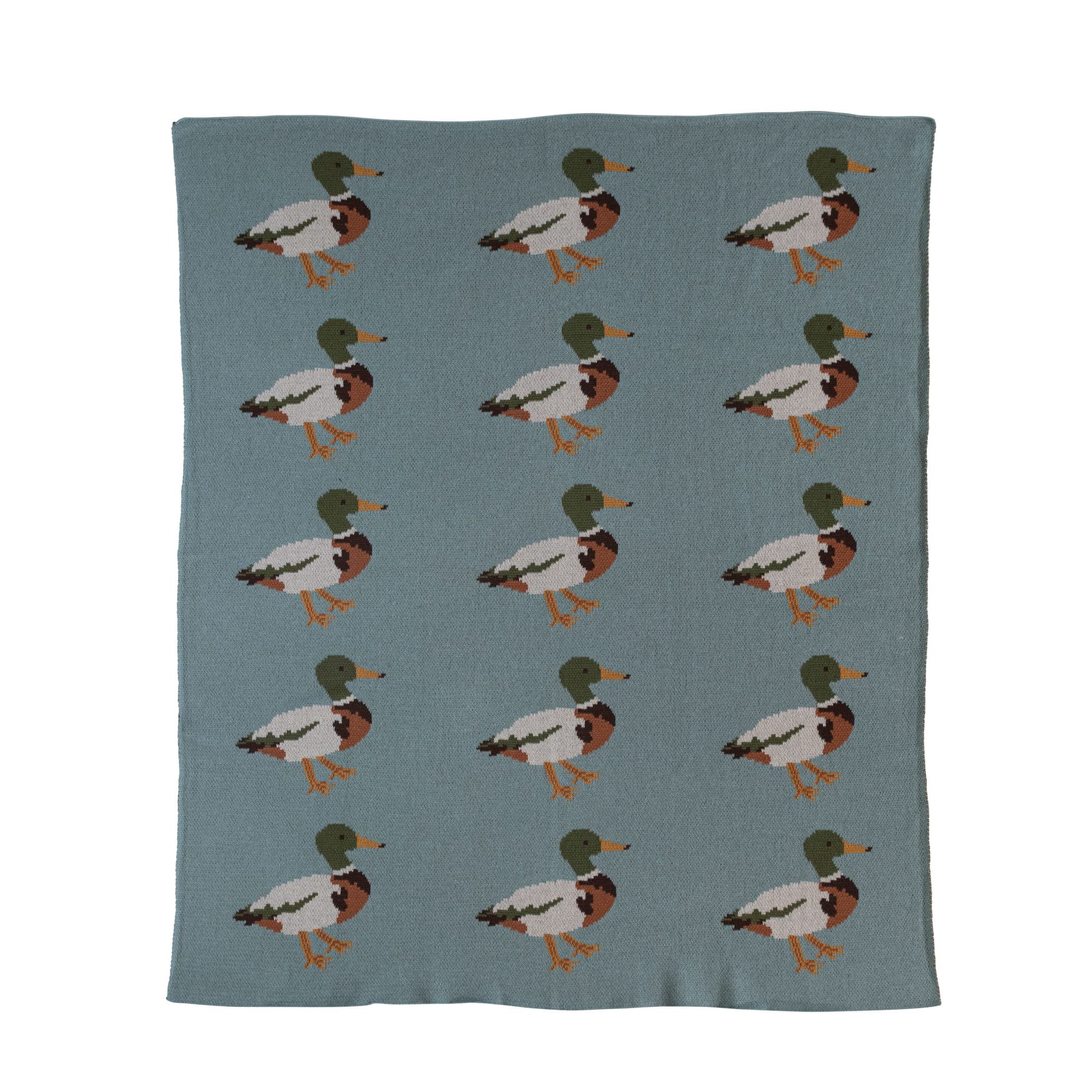 Creative Co-Op front view of multicolor duck print blanket showing cheerful design and warmth